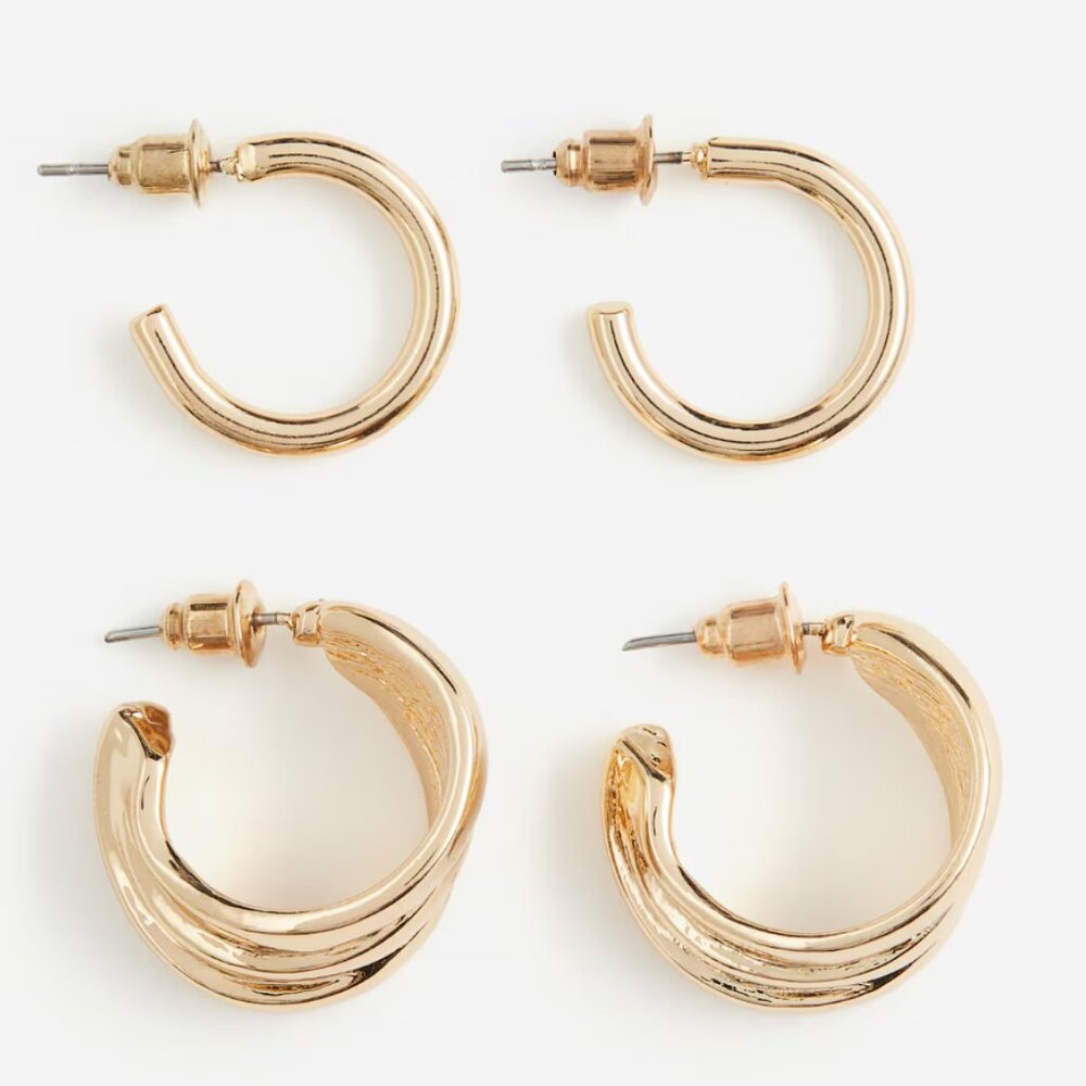 🌷H&M | NWT Gold Tone Hoop Earrings (2 pairs)